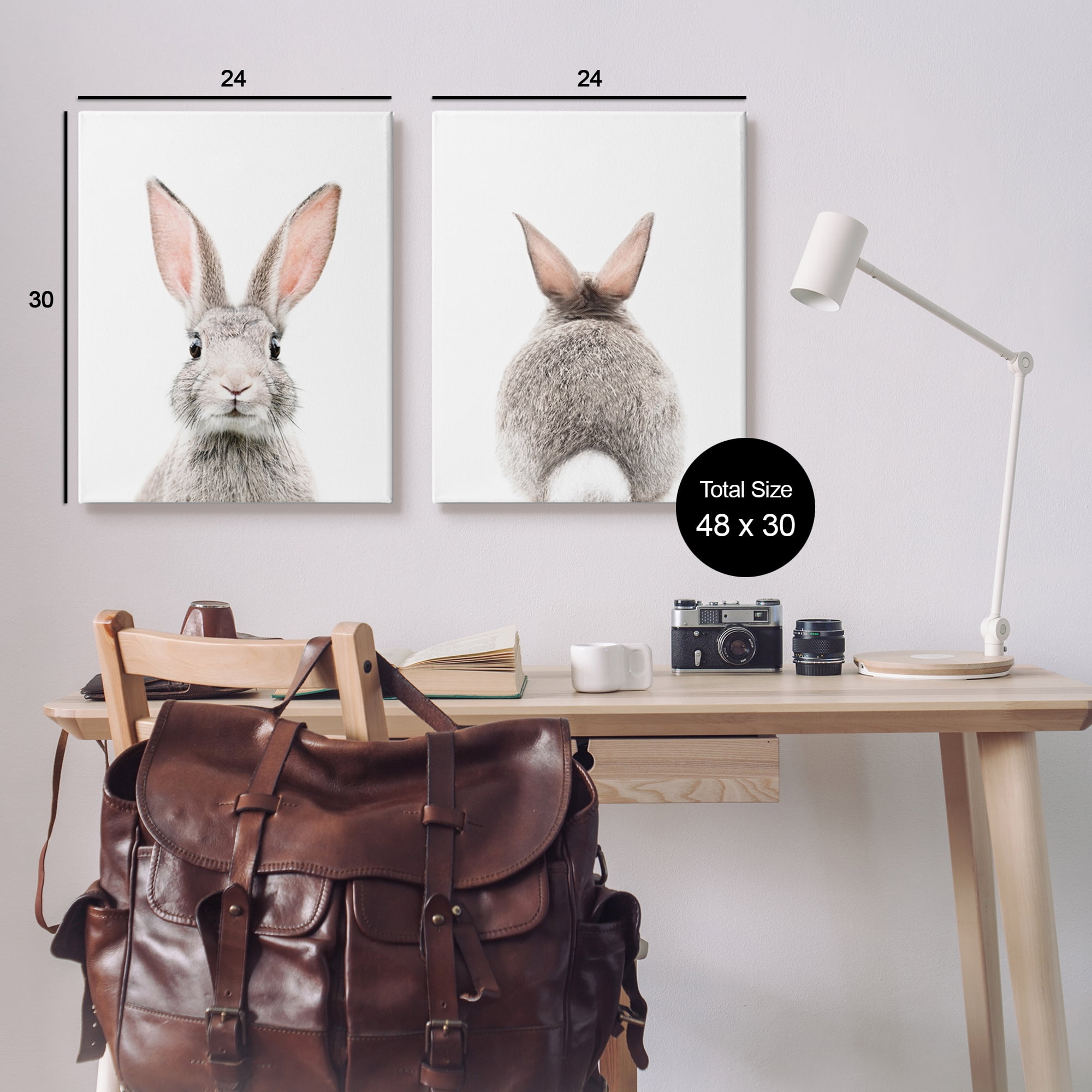 Stupell Industries Back & Front Bunnies Animals & Insects Painting Gallery Wrapped Canvas Print Wall Art, 24 x 30, Set of 2