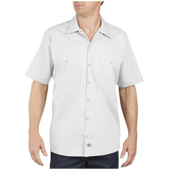 Dickies Mens Industrial Short Sleeve Work Shirt, L, White