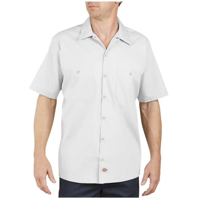 Dickies Mens Industrial Short Sleeve Work Shirt, L, White