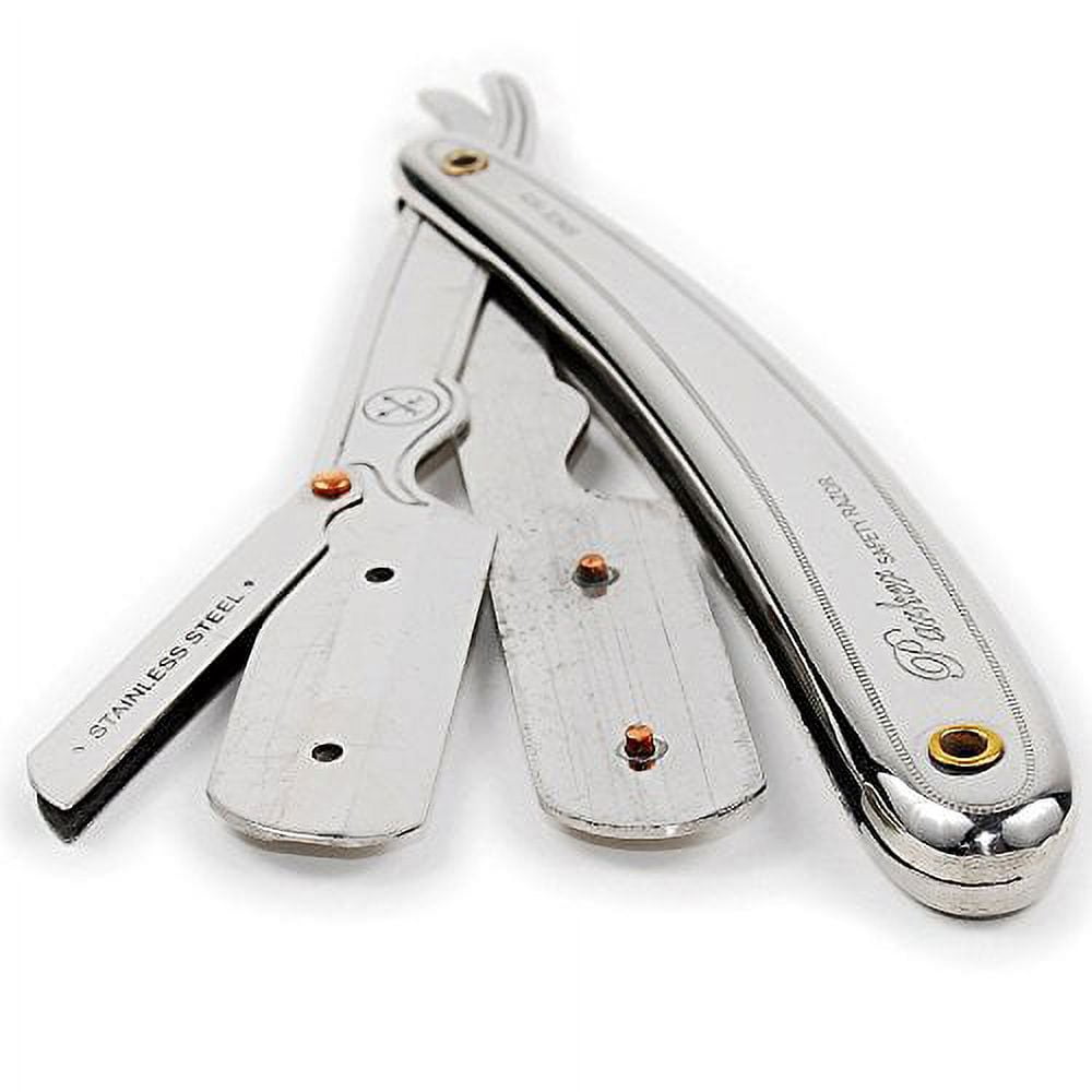 Parker Menâ€™s SR1 Stainless Steel Straight Edge Razor with 5 Parker Platinum Blades