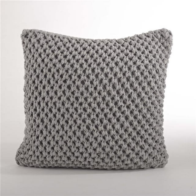 SARO 1590.GY20S 20 in. Sheridan Knitted Square Knitted Design Down Filled Pillow - Grey