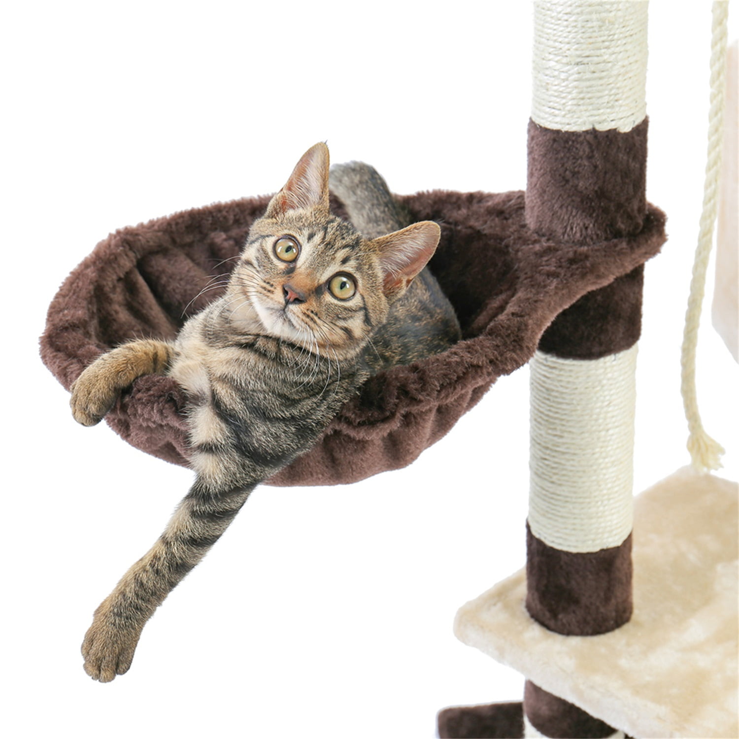 Pefilos 54.3" Cat Tree for Adult Cats Tall, Cat Condo with Scratching Post 3 Elevated Platforms, Cat Tree Tower for Indoor Cats Dangling Cat Toy, Cat Playground, Beige Pefilos 54.3" Cat Tree for Adult Cats Tall, Cat Condo with Scratching Post 3 Elevated Platforms, Cat Tree Tower for Indoor Cats Dangling Cat Toy, Cat Playground, Beige
