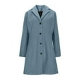 thumbnail image 4 of jtjvou Pea Coats For Women Wool Blend Thicken Stand Collar Trench Coat Fashion A-Line Fall Winter Jackets with Pockets Navy M, 4 of 9
