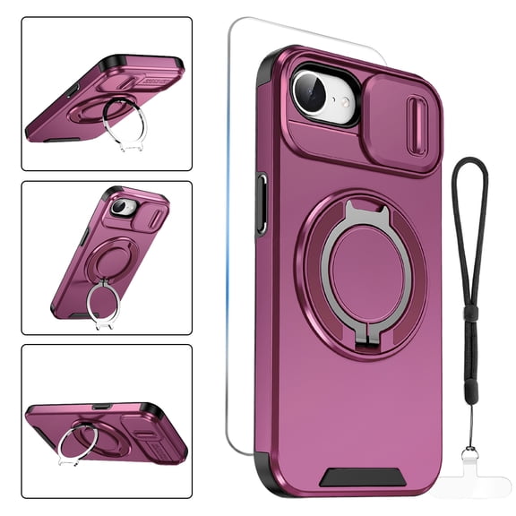 Mynvo Military Grade Protective Case for Apple iPhone 17e / iPhone 16e, with Screen Protector & Lanyard Magnetic Cover Compatible with Car Mount