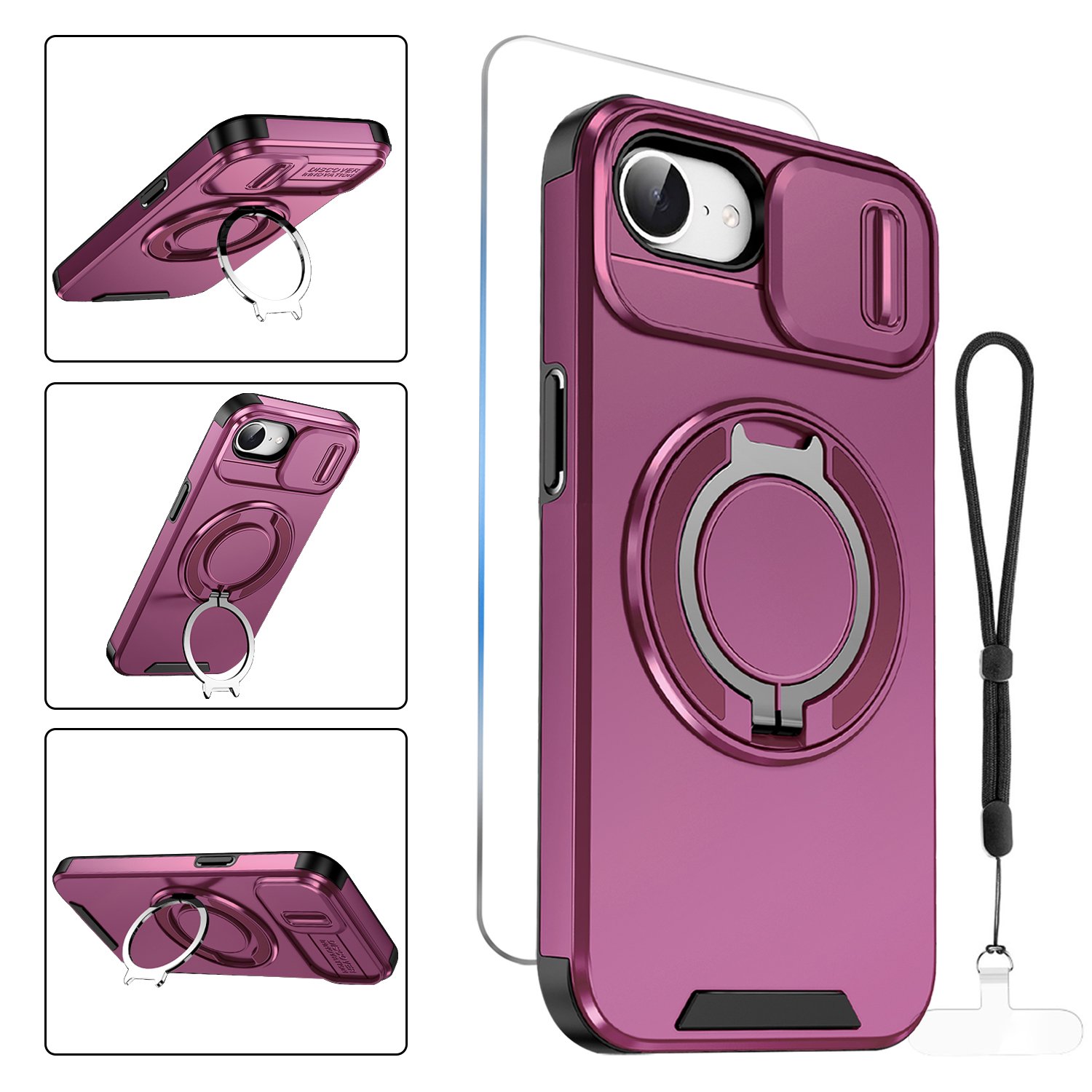 Mynvo Military Grade Protective Case for Apple iPhone 17e / iPhone 16e, with Screen Protector & Lanyard Magnetic Cover Compatible with Car Mount