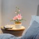 thumbnail image 5 of Bonsái de flores tejidas a mano con hilo, decoración de escritorio con flores simuladas, diseño plegable liviano, material de hilo vibrante, perfecto para la decoración de la oficina, acento, 5 of 6