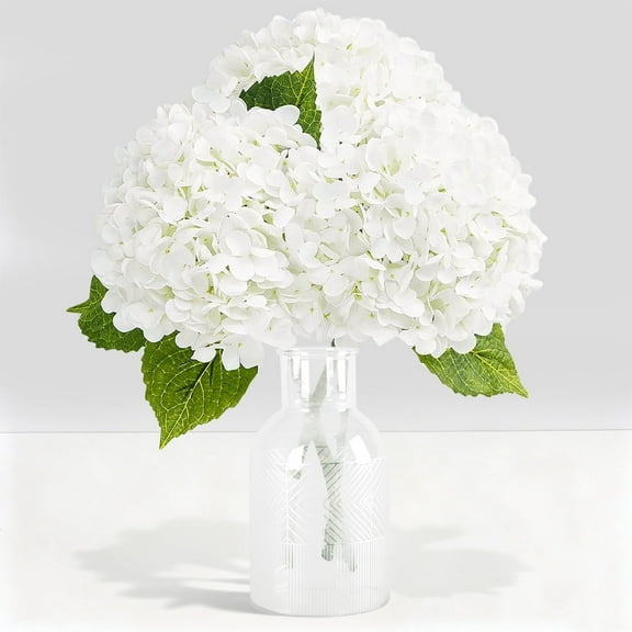 White Hydrangea Artificial Flowers - Large Artificial Hydrangeas Silk Flowers for Wedding and Home Decor,3 Pcs