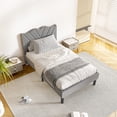 thumbnail image 5 of Segmart Twin Bed Frame with Adjustable Upholstered Button Headboard and Wooden Slats, Velvet Button Tufted Platform Bed Frame, Box Spring Needed, Easy Assembly, 500lbs, Grey, 5 of 8