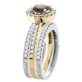 thumbnail image 3 of 14K Gold Natural Smoky Topaz 3-Piece Ring Set Two-tone Round 6mm Halo Diamond, size 5, 3 of 4
