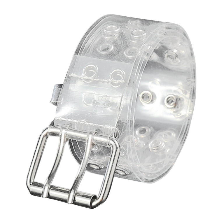 5255 Women Clear Waist Belts, Wide Transparent Round Buckle Pvc Waistband YYHJM Fashion PVC Wide Transparent Clear Jelly Waist Belt  main image 3