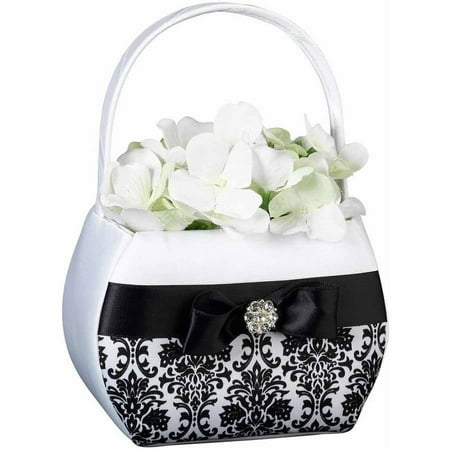 Lillian Rose Black Damask Flower Girl Basket