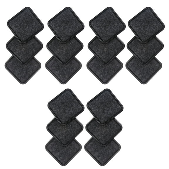 KONTONTY 16Pcs Furniture Caster Cups Square Black Plastic for Smooth Surfaces 2.3x2.3in