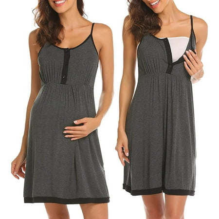 

Leesechin Maternity Dress Clearance Summer Solid Sling Sleeveless Pregnant Feeding Dress Mom Nursing Dress