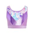 thumbnail image 3 of YiZYiF Kids Girls Athletic Crop Tank Top Shiny Metallic Printed Patchwork Jazz Street Hip Hop Lavender 14, 3 of 7