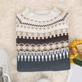 thumbnail image 7 of ThriftyPlait Fair Isle Crew Neck Sweater for Women Casual Long Sleeve Pullover Top Loose Fit Vintage Knitted Jumper Fall Winter Holiday Blouse, 7 of 7