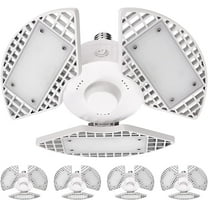 Luxrite 4-Pack LED Garage Light 80W 8000 Lumens Deformable 5000K Bright White E26 Screw In Shop Light Adjustable