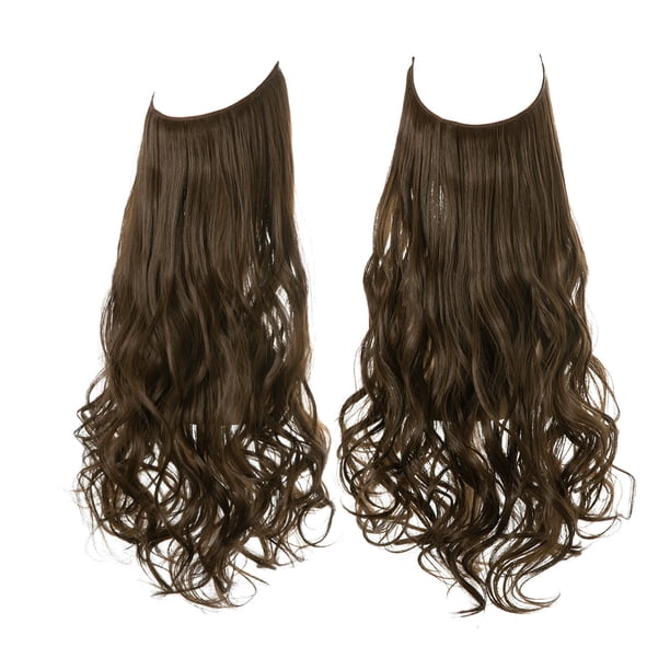 Xiao Hua Extensión de cabello con hilo de pescar invisible, fibra sintética rizada larga y ondulada, extensión de cabello estilo diadema ajustable, 22 pulgadas, 1 pieza, estilo E