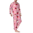 thumbnail image 2 of Yiaed Strawberry and Ladybugs Print Men’s Pajamas Set - Long Sleeve Button Down Sleep Shirt and Pajama Bottoms Sleepwear Set Mens Pjs Sets Men's Pajama Bottoms-Large, 2 of 7