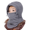 thumbnail image 1 of Kids Hat Solid Color Adjustable Boys Girls Pure Color Drawstring Cap Scarf for Outdoor, 1 of 10