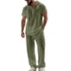 thumbnail image 2 of Ceisia Men's Loose Fit Cotton-Linen Like 2-Piece Set Hooded Short Sleeve Shirt with Elastic Waist Wide Leg Pants Gifts, 2 of 9