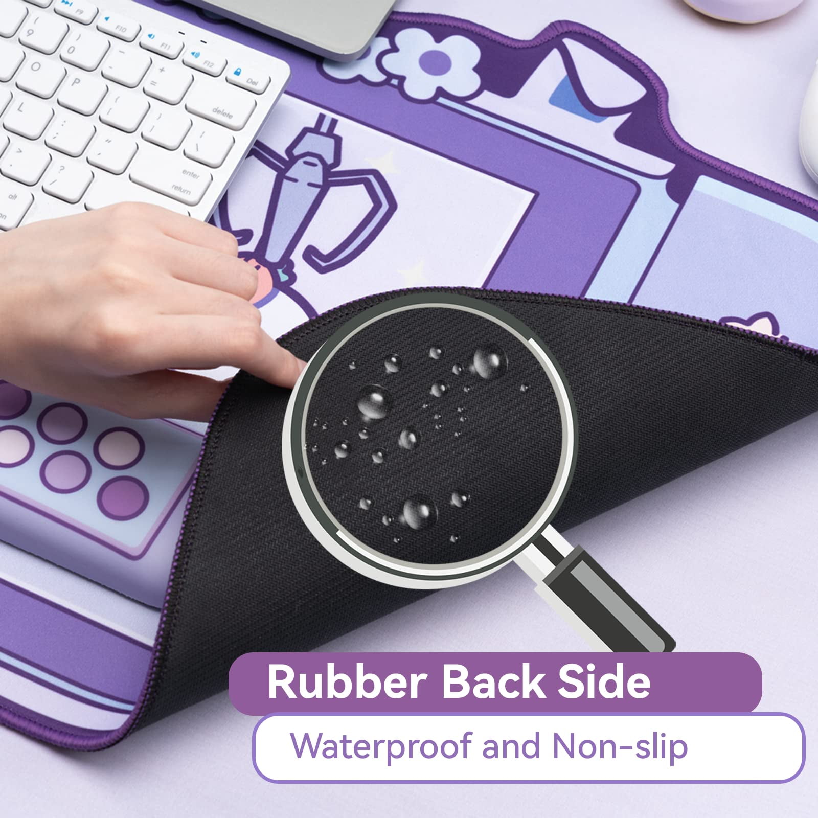 GeekShare Cute Bunny Mouse Pad Non-Slip Rubber Desk Mat for Keyboard and Mouse for Gaming,Working