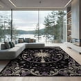 thumbnail image 2 of ODIKA 8'x10' Washable Area Rug Non-Shedding, Easy Care, Round Circle Mystical Lunar Phase Ornamental Frame Distressed for King Size Bedroom Under Bed, Master Suite, 2 of 7
