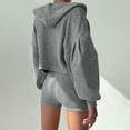thumbnail image 6 of HAPIMO 3 Piece Sets for Women Tracksuit Sets Loungewear and Sporty Outfits Long Sleeve Cropped Hooded Jacket and Shorts Send Bra Gray XXL, 6 of 9