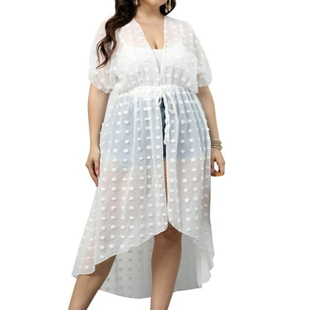 Women s Plus Size Swimsuit Wrap Cover Up Mesh Sheer Beach Bikini Cover ups Beachwear Swimwear Alsol Lamesa