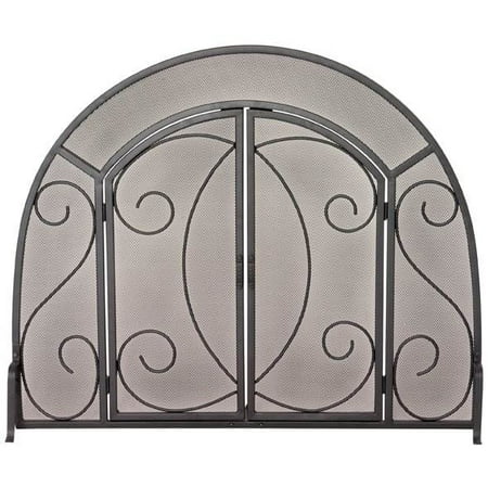 Single Panel Fireplace Screen W Doors Ornate Scrollwork Single Panel Fireplace Screen W Doors Ornate Scrollwork