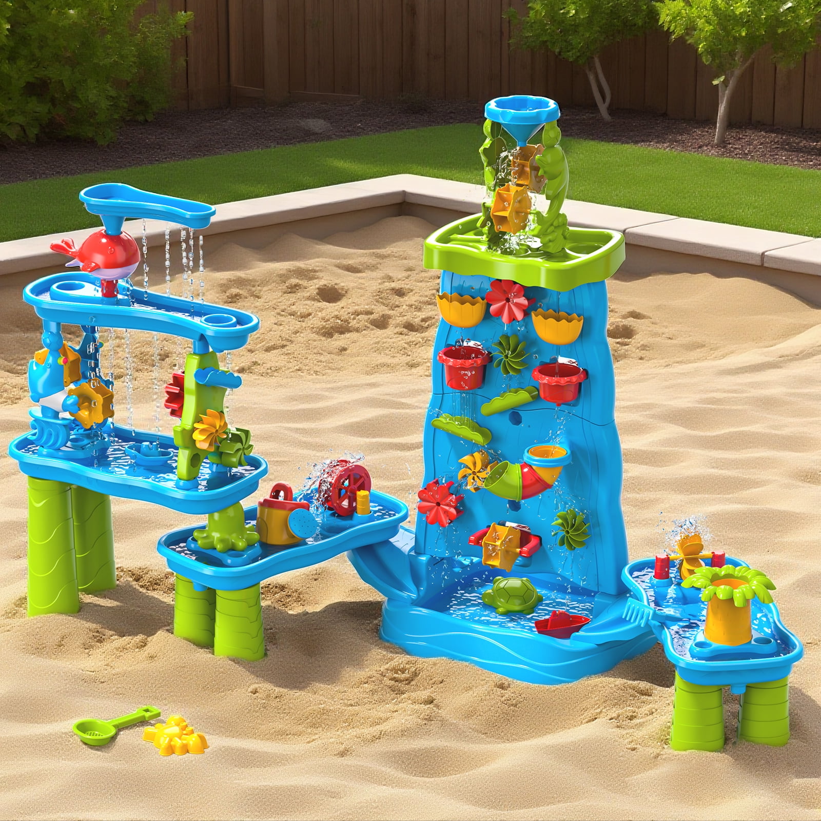 Dinosaur Planet Water Table for Toddlers, Upgrade Sand and Water Play Toys for Toddlers Kids, Activity Sensory Tables Outside Beach Toys for Toddler Boys Girls Age 1-3-5 Gift (Random  Color)