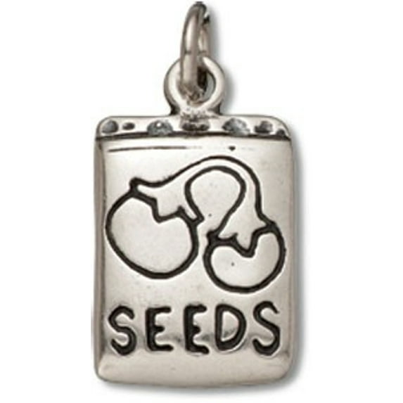 Sterling Silver 18" Unisex 1.5mm Box Chain 3D Packet Of Tomato Garden Seeds Pendant Necklace