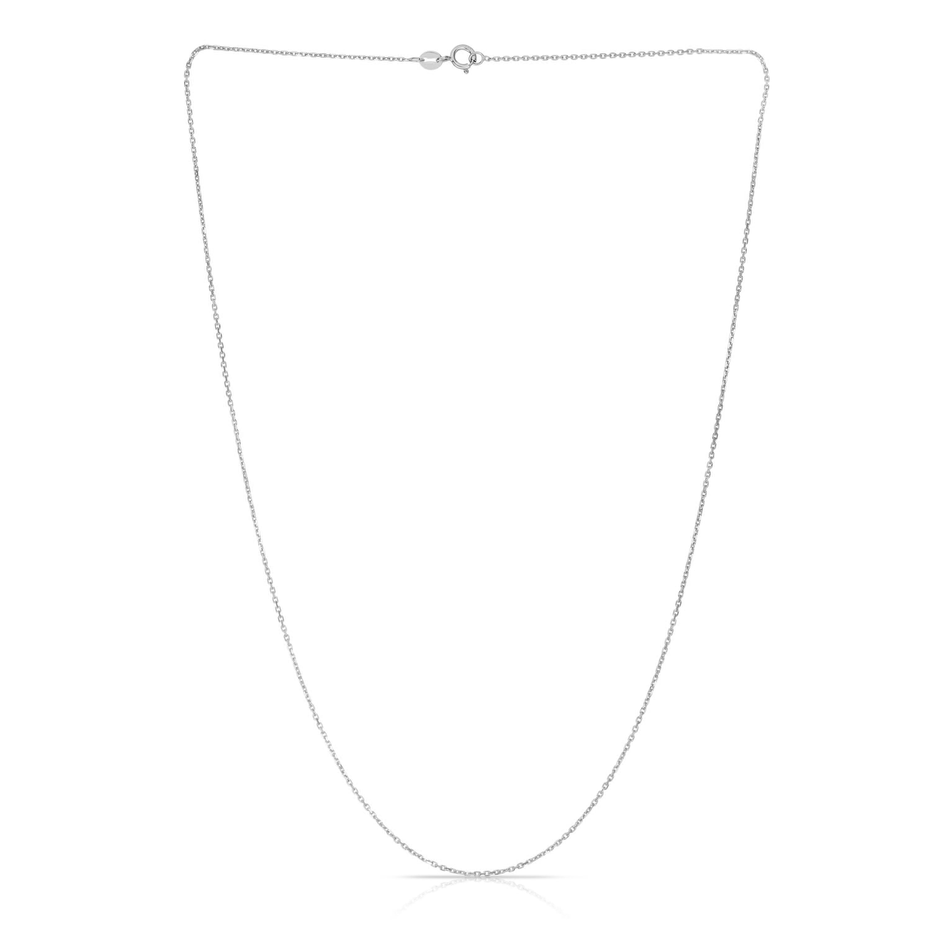 14K White Gold 24in 1.1mm Diamond-Cut Cable Chain with Spring Ring Clasp