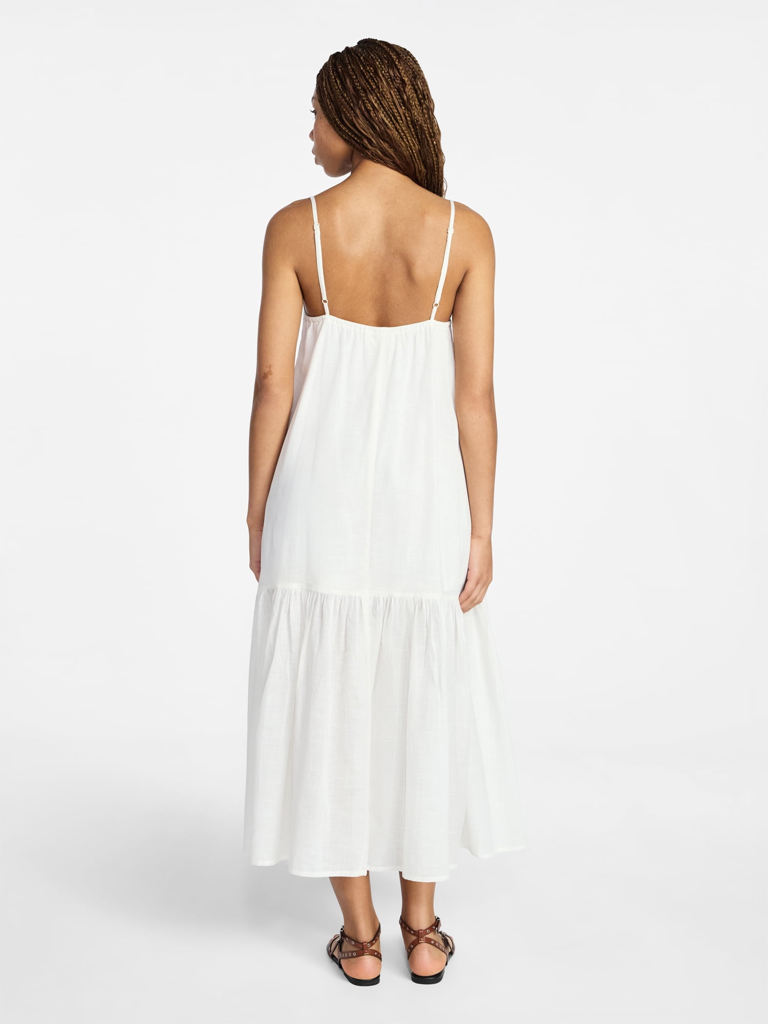 No Boundaries Eyelet Tiered Maxi Dress, Women's Sizes XXS-XXL