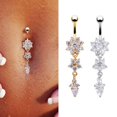 thumbnail image 3 of 3pcs Nouveau Pendentif Fleur Piercing en Acier Inoxydable Chirurgical Zircon Fashion B, 3 of 5