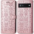 thumbnail image 6 of for Google Pixel 6A Wallet Case, Cat Dog Cartoon Cute Style with ID Card Holder PU Leather Flip Phone Cover Case for Google Pixel 6A MG Rose Gold, 6 of 14