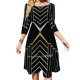 thumbnail image 1 of Vestido de verano elegante con escote cuadrado y diseño artístico con destellos dorados para mujer, vestido elegante con estampado halter y láminas de imitación doradas, 1 of 6