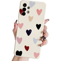 A32 5g Case, for Samsung Galaxy A32 5g Case Women Girls Cute Design Soft Silicone Camera Protection Protective Lovely Heart Phone Case for Galaxy A32 5G (Beige)