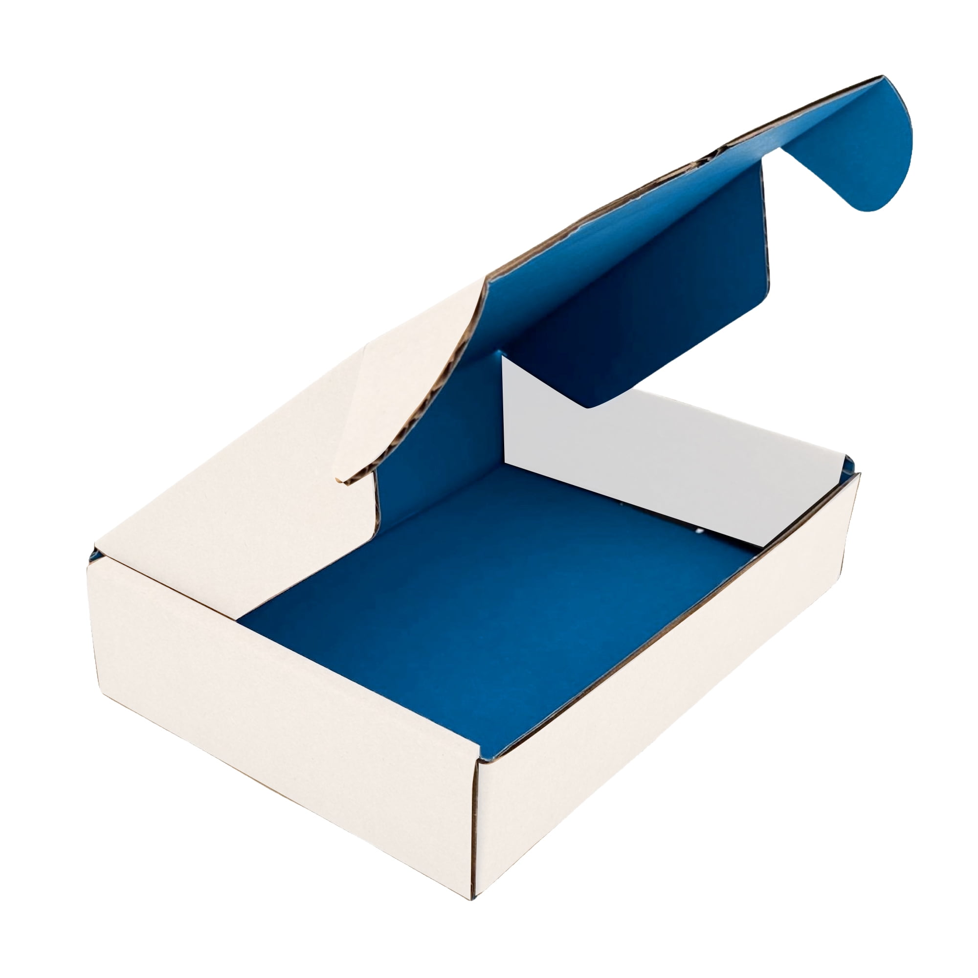 Ucanpack Corrugated White (Blue Inside) Medium Mailer Box ECT-32 Heavy Duty Moving Box , 8 x 4 x 4" - 50 Pcs