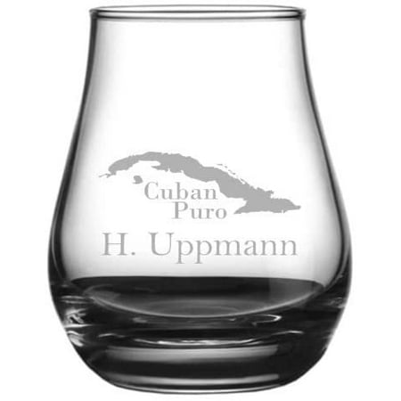 

H.Uppmann Cuban Cigar Themed Etched 4.1oz Spey Dram Whisky Glass
