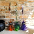 thumbnail image 5 of Haunted Hill Farm 3-Ft. Green Witch's Broomstick with Green Lights, Indoor/Covered Outdoor Halloween Decorations, 5 of 5