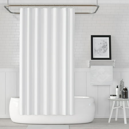 3S Brother's Solid White Shower Curtain Single Panel for Bathroom, Unique and Stylish Heavy Duty Waterproof with 12 Grommets and Hooks, 100% Polyester 72 X 72 Inches