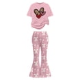 thumbnail image 6 of LRen Girls Summer Outfits Size 6 Cartoon Print T Shirt Top and Wide Pants Sports Suit Crewneck Children's Fashion Athleisure Short Sleeve Set Preppy Clothes Valentines Day Classroom Gifts, 6 of 6