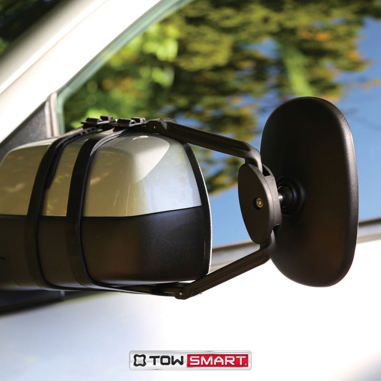 TowSmart 7283 Heavy Duty Clip-on Adjustable Towing Mirror, Black 