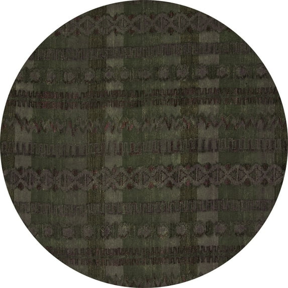 Ahgly Company Indoor Round Abstract Brown Modern Area Rugs, 6' Round