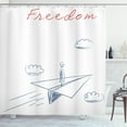 thumbnail image 1 of Ambesonne Adventure Shower Curtain, Paper Plane Sketch, 69"Wx70"L, Bluegrey Red White, 1 of 3