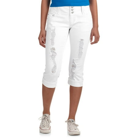 No Boundaries Juniors 3 Button Embellished Cropped Jeans