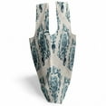 thumbnail image 3 of Damask Fabric Shopping Tote, Nostalgia Themed Composition with Baroque Blooms and Hand Writing Backdrop, Portable and Foldable Bag to Keep in Pocket Bag Purse & Car, Tan Petrol Blue, by Ambesonne, 3 of 4