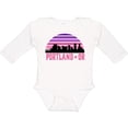 thumbnail image 3 of Inktastic Portland Oregon Retro Sunset Skyline Girls Long Sleeve Baby Bodysuit, 3 of 5