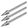 thumbnail image 1 of Unique Bargains Tungsten Carbide Double Cut Rotary File Pointed Cone Shape w 1/8 Inch Shank 3pcs, 1 of 3