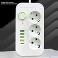 thumbnail image 4 of Adaptador De Enchufe De Viaje Europeo, Diseño De Clavija De 45 Enchufe UE 110-250V 3 Salidas Regleta De Alimentación UE Amplia Aplicación Para Oficina, 4 of 7